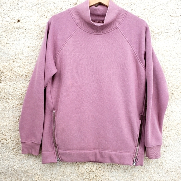 Athleta Tops - ATHLETA Cozy Karma women US S sweatshirt dusty rose Side Zip Funnel Neck 510382